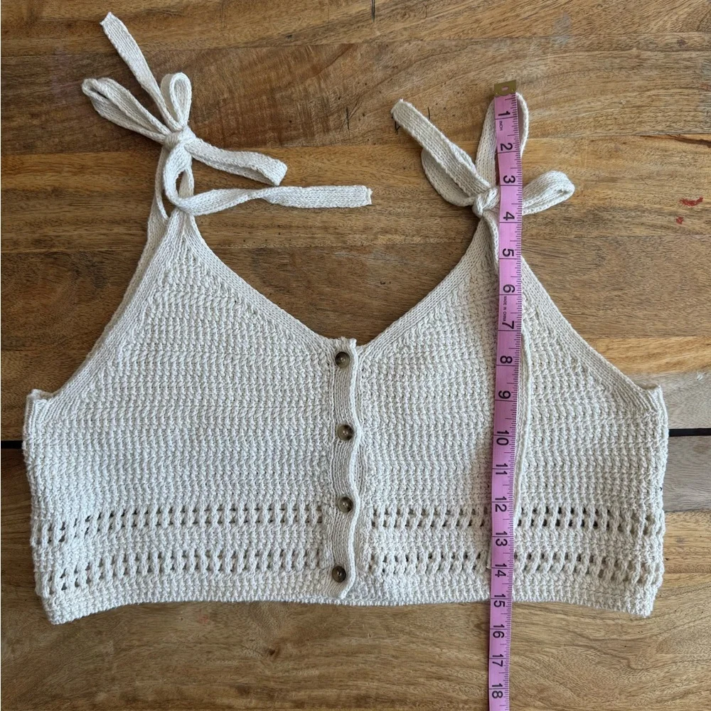 Knit Tie-Strap Top, Cream, Zara, M - Picture 6 of 6
